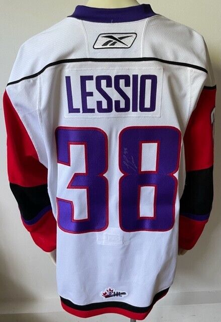 Lucas Lessio Signed Team Orr Game Issued CHL Top Prospects Hockey Jersey LOA OHL