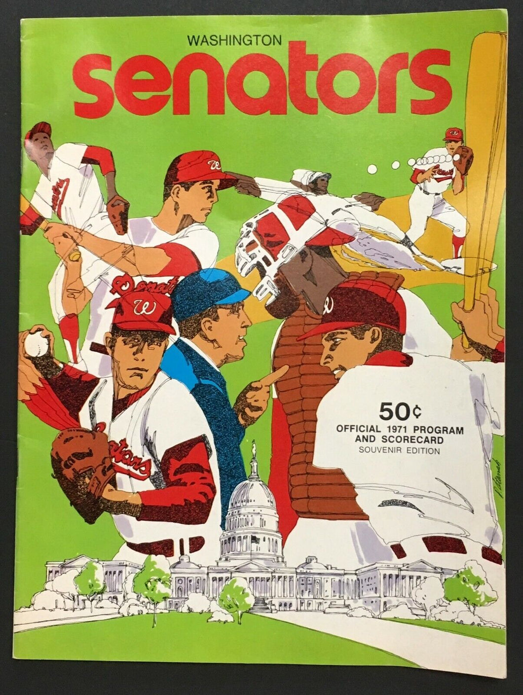 1971 Robert Kennedy Stadium Baseball Program Washington Senators vs Cleveland