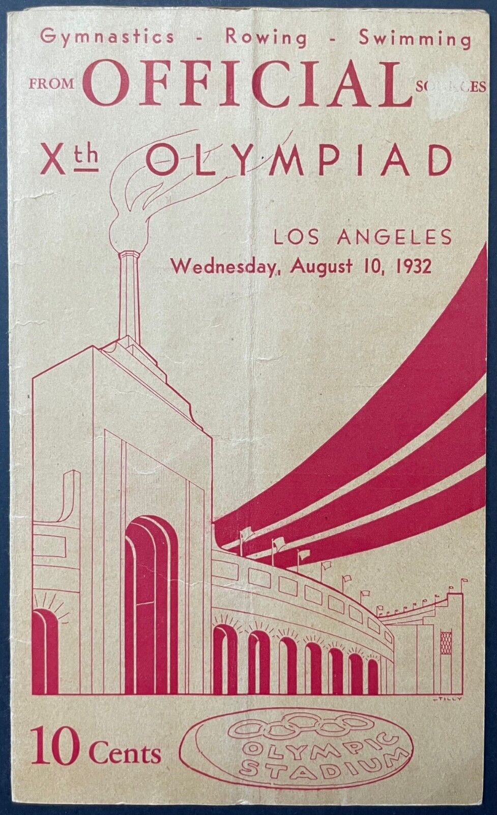 August 10th 1932 Los Angeles Summer Olympics Day Program Historical VTG Sports