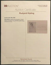 Load image into Gallery viewer, Vintage Rudyard Kipling Legendary Historical Author Signed Portrait Card PSA LOA
