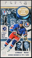 1999 1st Annual Hockey Hall Of Fame Game Ticket Gretzky Inductee Leafs Rangers