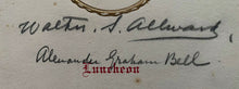 Load image into Gallery viewer, 1927 Alexander Graham Bell / Walter Allward Autographed Historical Menu JSA LOA
