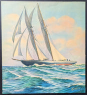 1933 The Bluenose Print Champion Sailing Angus Walters Signed Autographed JSA