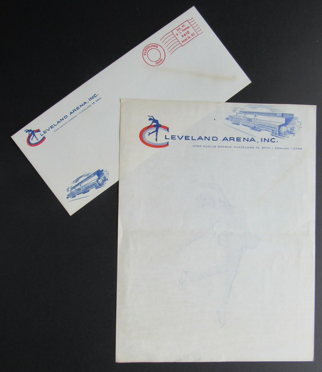 1950s Rare Cleveland Arena Inc. Original Letter + Mailer AHL NBA Stadium