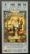 1999 Super Bowl XXXIII NFL Football Ticket Green Bay Packers vs Denver Broncos