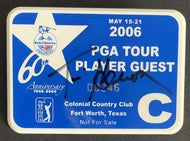 2006 PGA Tournament Badge Golf Bank Of America Signed Tim Herron Winner