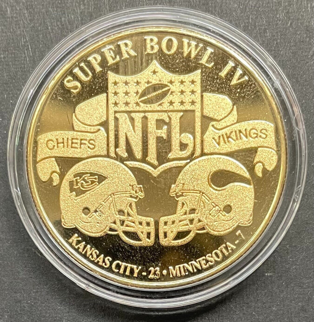 1970 Super Bowl IV Highland Coin Kansas City Chiefs Minnesota Vikings NFL VTG