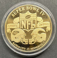 1970 Super Bowl IV Highland Coin Kansas City Chiefs Minnesota Vikings NFL VTG
