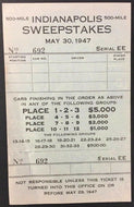 1947 Indy 500 Lottery Ticket Race Won By Mauri Rose Unused Indianapolis Racing
