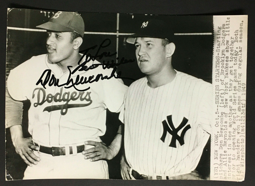 1949 MLB Baseball Yankees Brooklyn Dodgers Don Newcombe Signed Wire Photo Vtg