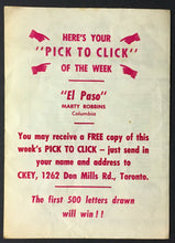 Load image into Gallery viewer, 1959 CKEY Chart Radio Survey Fabian Ernie Fields Fats Domino Vintage
