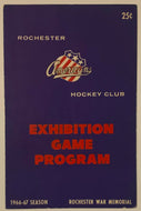 1966-67 Rochester Americans Exhibition Game Hockey Program vs Rangers Geffrion