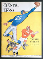 1962 New York Giants vs Detroit Lions NFL Program Yankee Stadium