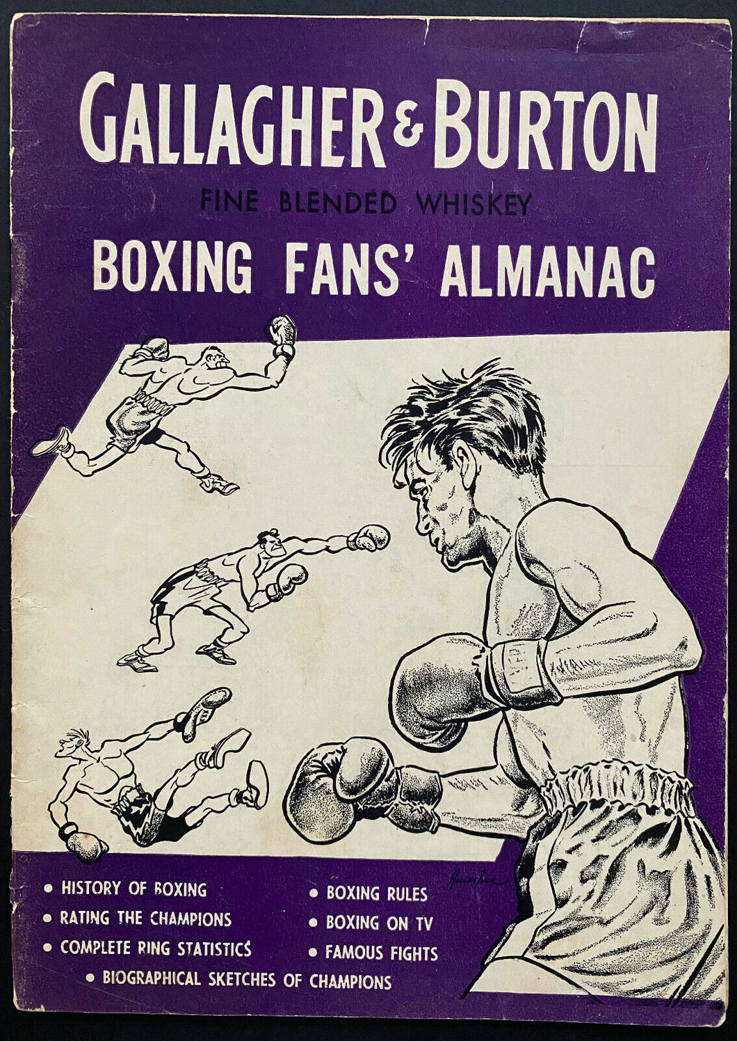 Gallagher + Burton Distillers Promotional 1960 Boxing Fans Almanac Booklet