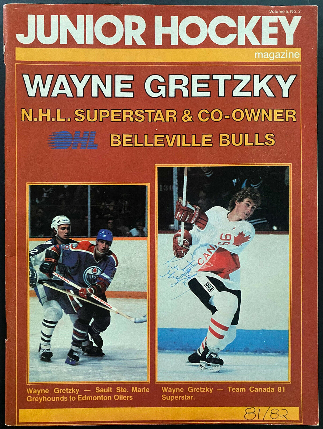 1981 Junior Hockey Program Wayne Gretzky Bellville Bulls Signed Keith Gretzky