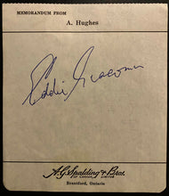 Load image into Gallery viewer, 1960 NHL Hockey Signed Memo Page HOF Eddie Giacomin New York Rangers Autographed
