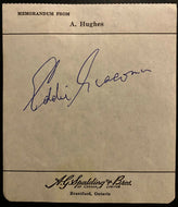 1960 NHL Hockey Signed Memo Page HOF Eddie Giacomin New York Rangers Autographed