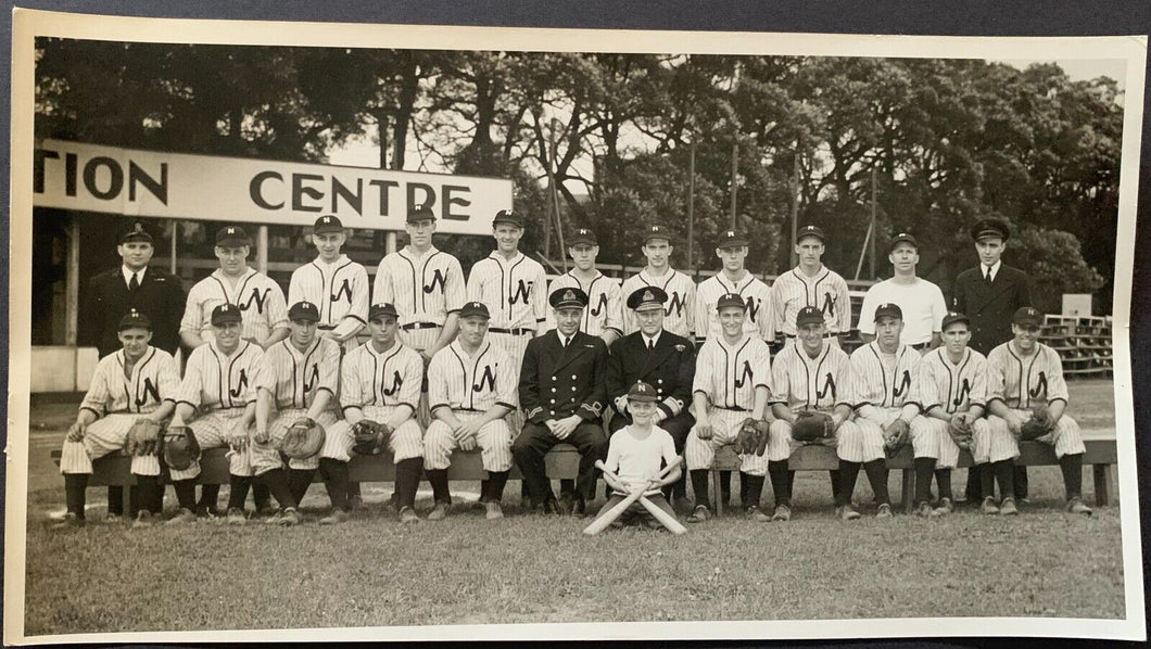 Circa 1940's Canadian Navy Baseball Team Photo Vintage B&W Sports Photography