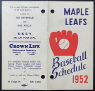 1952 Toronto Maple Leafs Crown Life CKEY International League Baseball Schedule