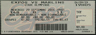 09/29/2004 Scorecard + Unused Ticket Expos Final MLB Game @ Montreal vs Marlins