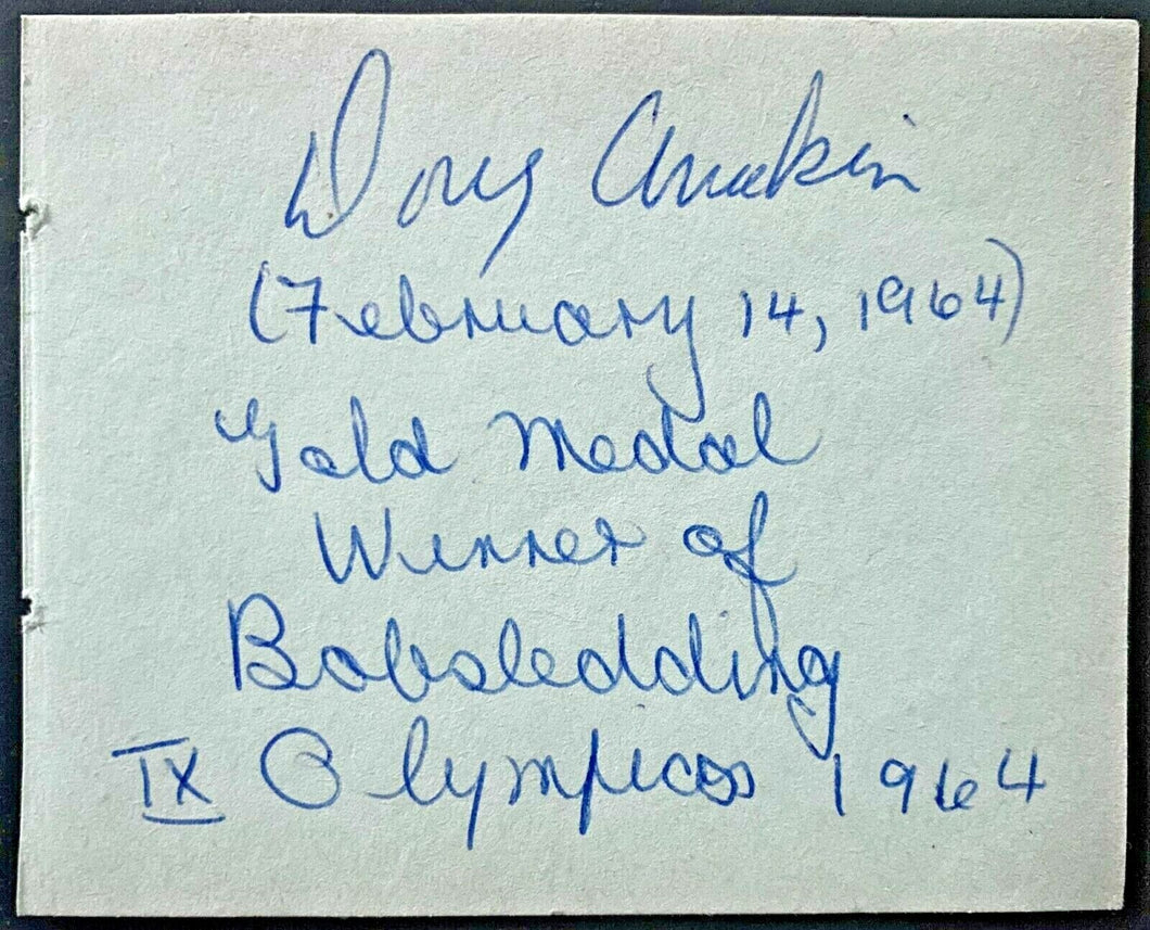 Autograph Canada Sports Hall Of Famer Doug Anakin Gold Medal Olympic Bobsled