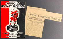 Load image into Gallery viewer, 1933 Auditorium NHL Hockey Program Ottawa Senators vs Detroit Red Wings + News

