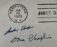 Load image into Gallery viewer, Charlie Chaplin + Uma Chaplin Autographed First Day Cover Framed Signed JSA LOA
