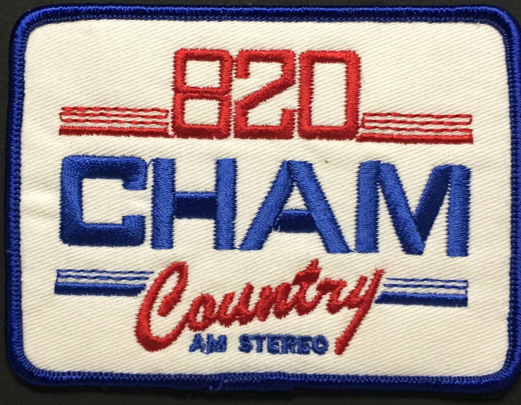 820 CHAM Canadian Radio Station Embroidered Iron On Patch Hamilton Ontario Vtg