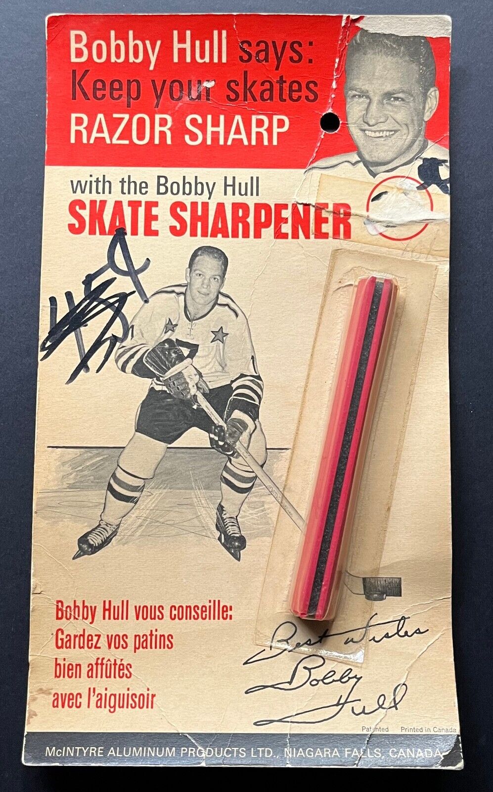 Vintage Bobby Hull NHL Hockey Endorsed Skate Sharpener Blackhawks Original NOS!