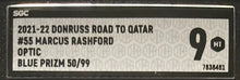 Load image into Gallery viewer, 2021-22 Donruss Road to Qatar #55 Marcus Rashford Optic Blue Prizm 50/99 SGC 9
