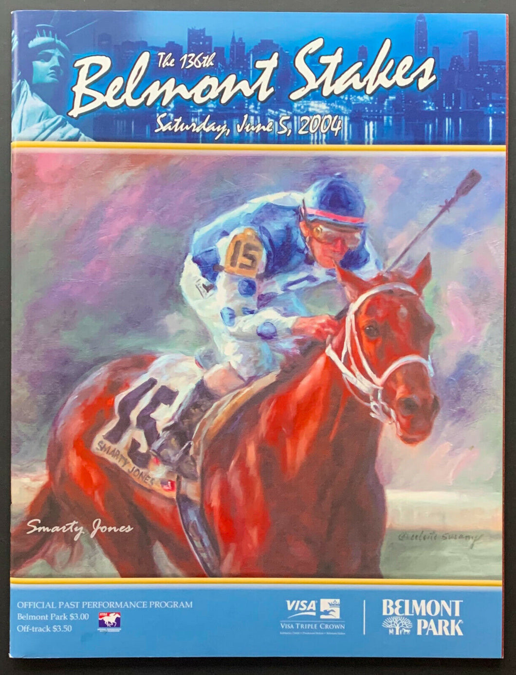 2004 Belmont Stakes Program Vintage Smarty Jones Jockey Stewart Elliott