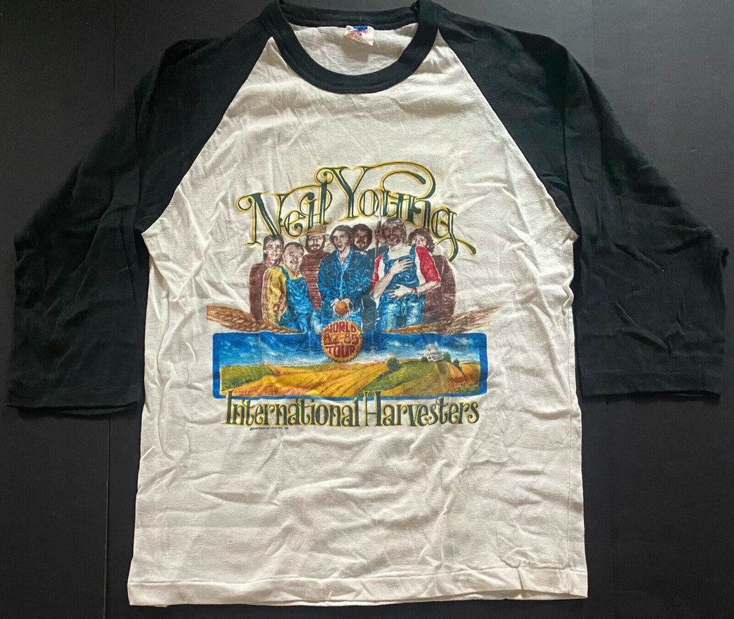 Neil Young International Harvesters 1984-85 Concert Tour Baseball Shirt Vintage
