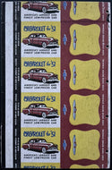 1951 Original Uncut 4 + Matchbooks Advertising Chevrolet Cars Automobiles