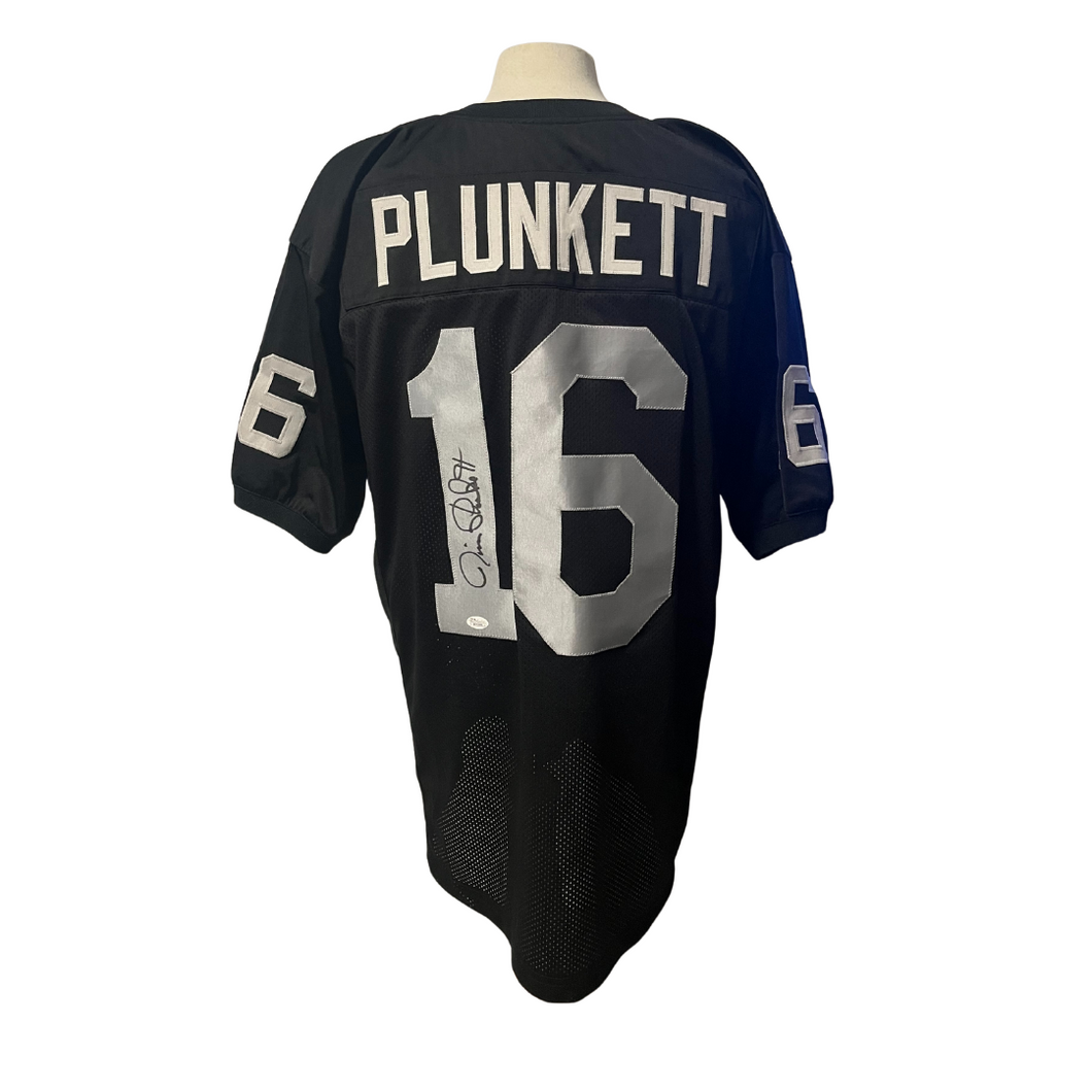 Jim Plunkett Signed Custom Oakland LA Raiders Display Jersey Autographed JSA COA