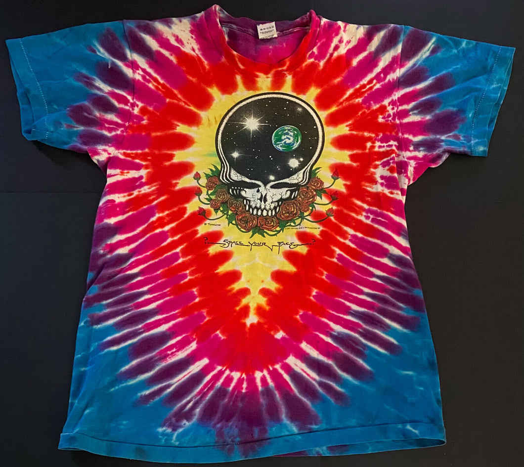 Vintage 1990 Grateful Dead T Shirt Tie Dye Space Your Face 25 Years 90s Garcia
