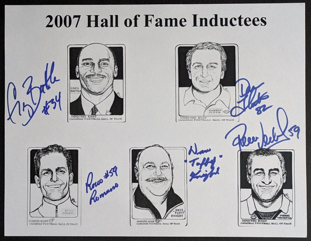 2007 Canadian Football Hall Of Fame Inductees Autographed x5 Print Signed CFL