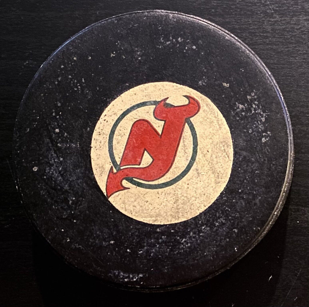 1979-83 NHL Hockey Vintage Official New Jersey Devils Viceroy Game Used Puck