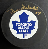 Frank Mahovlich Signed NHL Toronto Maple Leafs Vintage Sports Hockey Puck