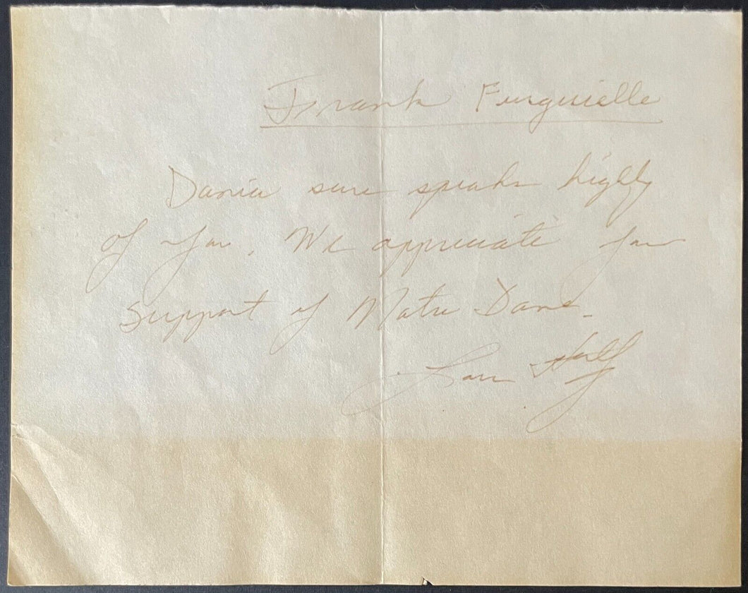 1987 Lou Holtz Signed Handwritten Letter Norte Dame Football NCAA Autographed