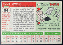 Load image into Gallery viewer, 1955 Topps Baseball #54 Lou Limmer Kansas City Athletics Vintage MLB Card
