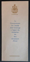 Load image into Gallery viewer, 1988 Calgary Winter Olympics Canadian Government Dinner Bruce Hood Invite +
