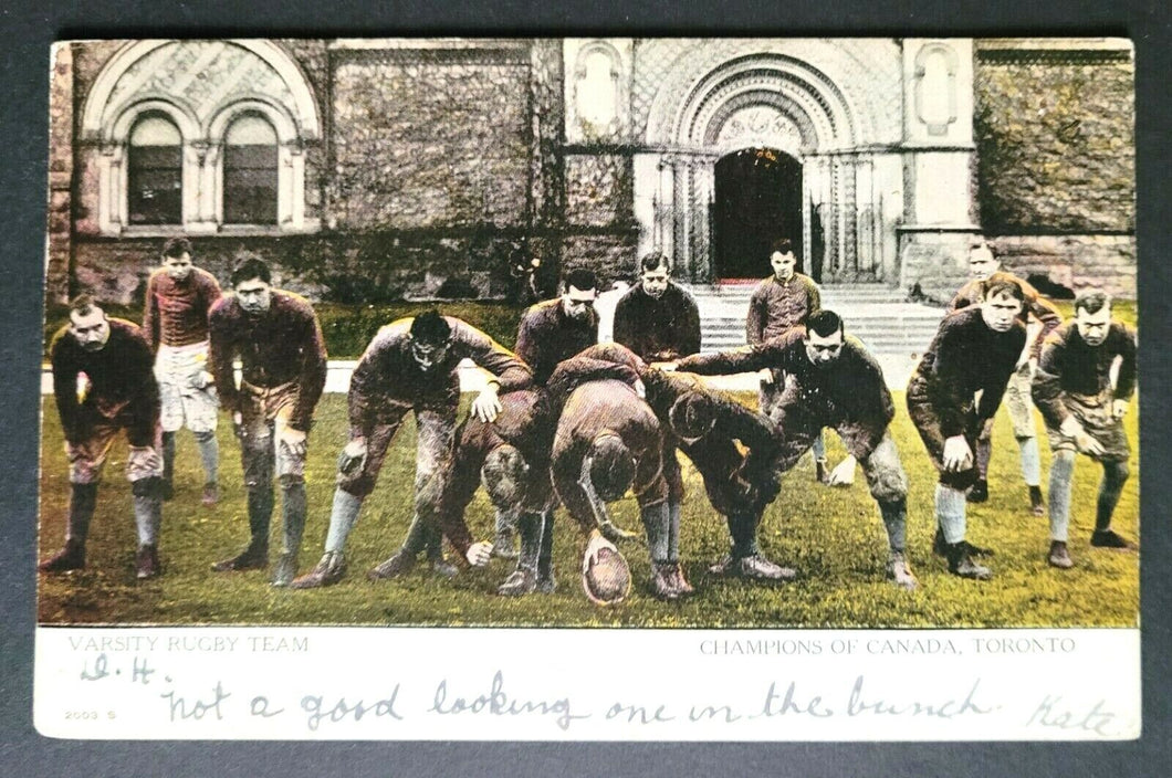 1905 Sports Team Real Photo Postcard Football Rugby Rare Vtg University Toronto