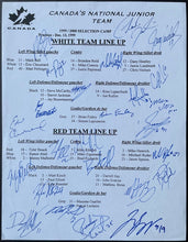 Load image into Gallery viewer, 2000 Canada World Junior Hockey Selection Camp Intra Squad Autographed Lineup
