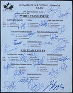 2000 Canada World Junior Hockey Selection Camp Intra Squad Autographed Lineup