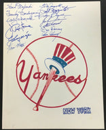 New York Yankees Signed MLB Baseball Logo Illustration Board Phil Rizzuto + More