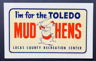 1960's Toledo Mud Hens Baseball Club Vintage Decal Original Unused Sticker