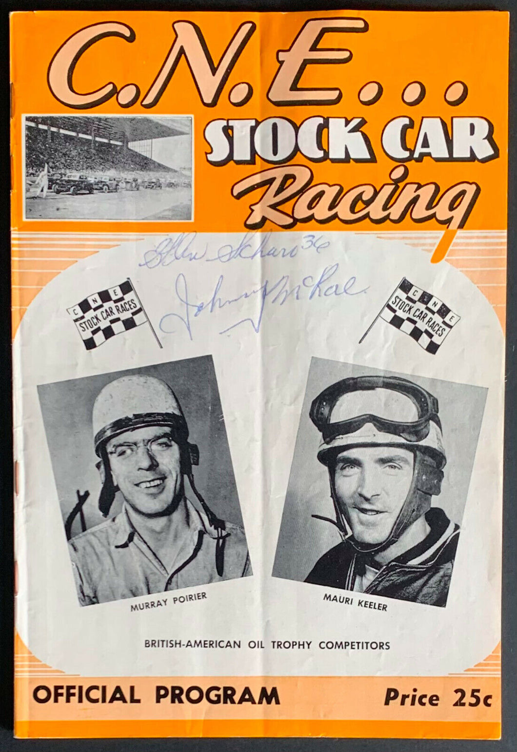 1954 CNE Stock Car Racing Program Autographed x6 Drivers Cover + Inside Pages