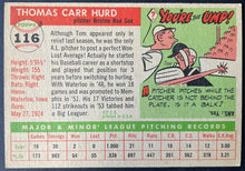 Load image into Gallery viewer, 1955 Topps Baseball #116 Tom Hurd Boston Red Sox Vintage MLB Card
