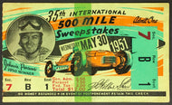 1951 Indy 500 Race Ticket Lee Wallard Wins International Vintage Old Car Racing