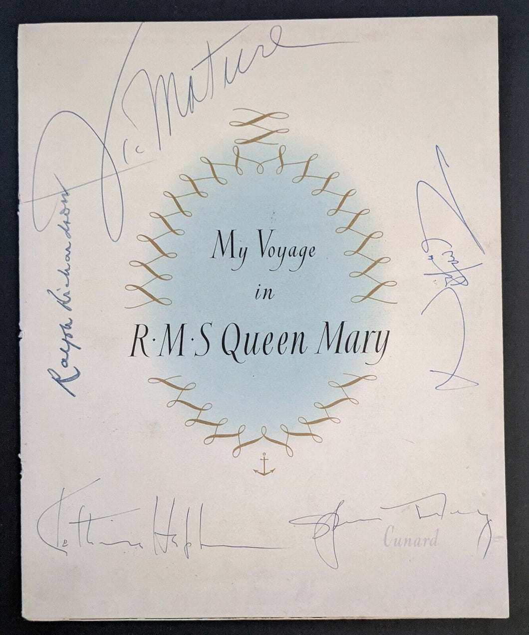 Katharine Hepburn Autographed Signed Cruise Album R.M.S Queen Mary Vintage JSA